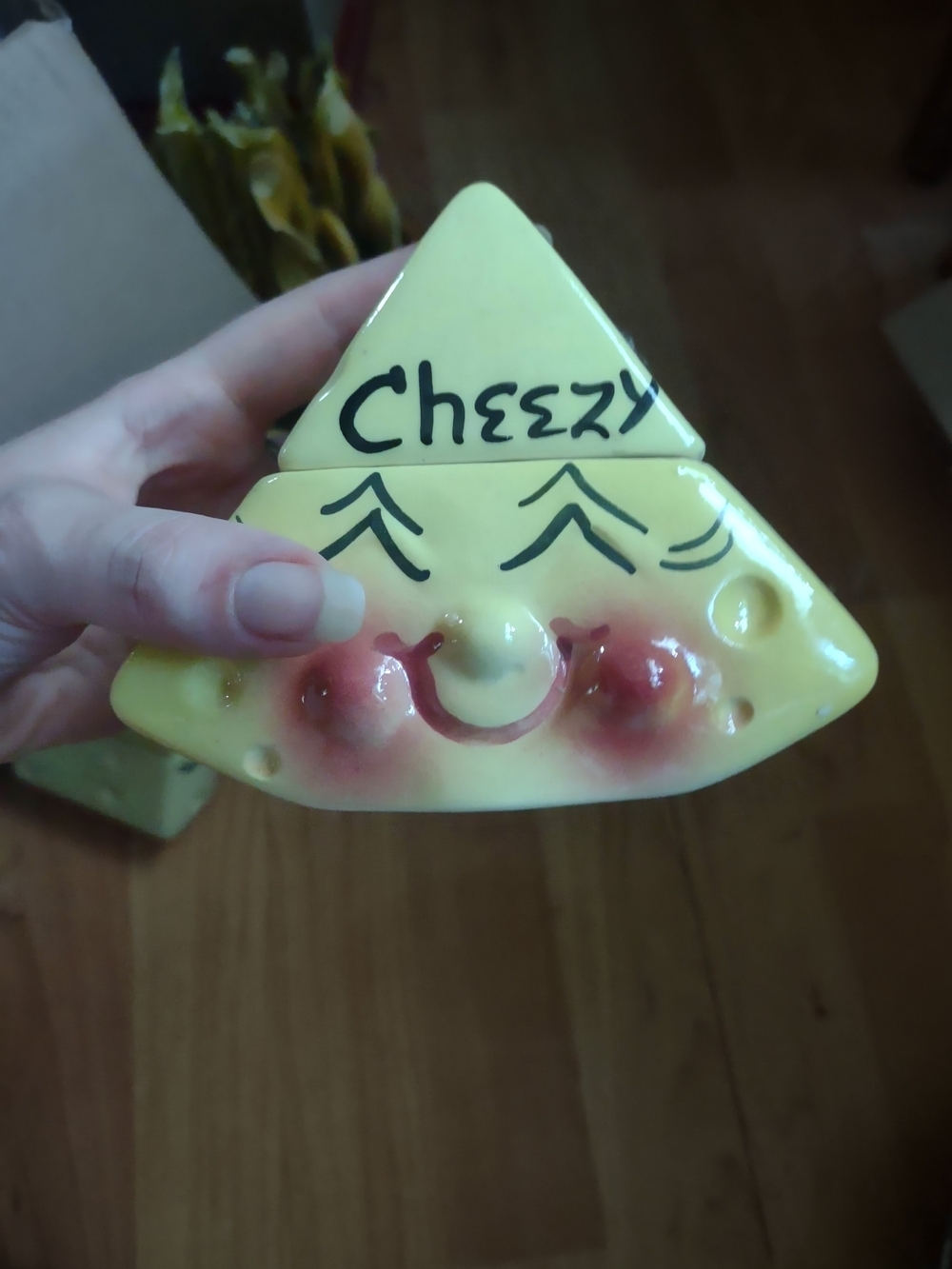 Cheezy Yellow Ceramic Cheese Shaped Storage Jar